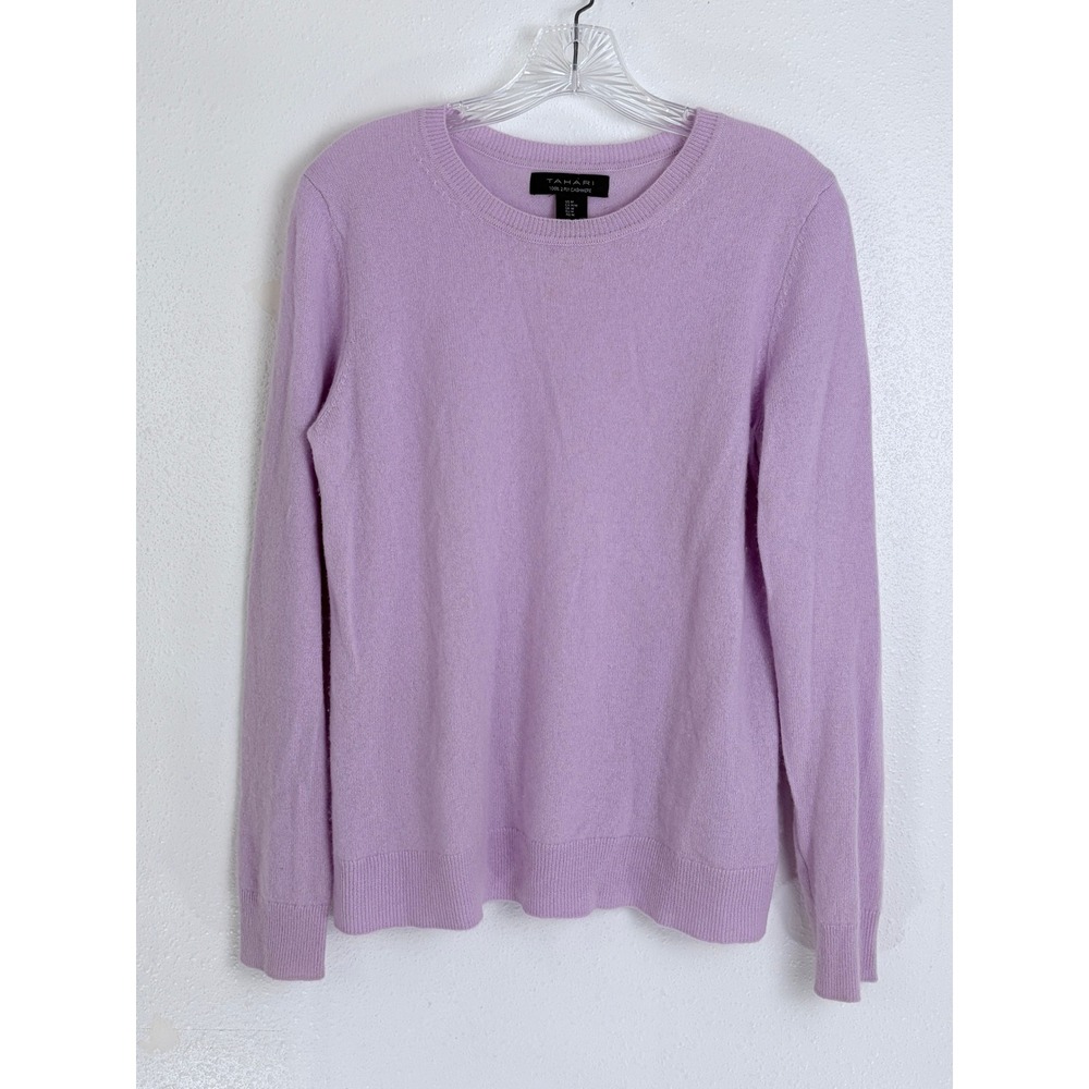 Tahari 100% Cashmere Sweater Lilac Purple 2-Ply Crewneck M